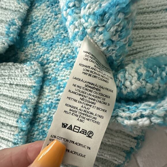 Free People Sweater Dress Womens XS Blue Ice Castle Winter Storm Tunic Oversized - Picture 8 of 10